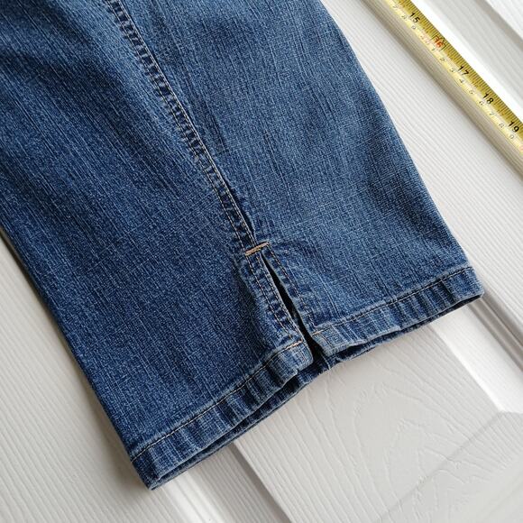 Gloria Vanderbilt Denim Capri Pants size 14 dark grey blue patch pockets jeans - Picture 4 of 14
